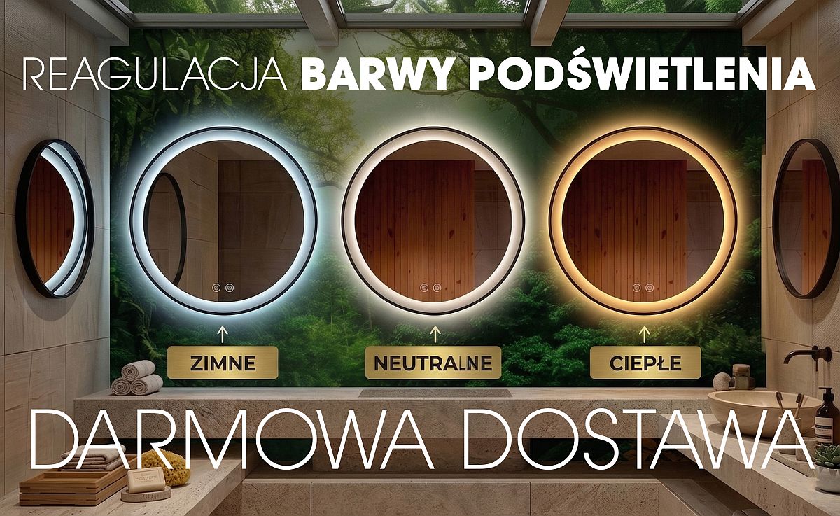 lustro okragłe led i możliwości zmiany barwy koloru